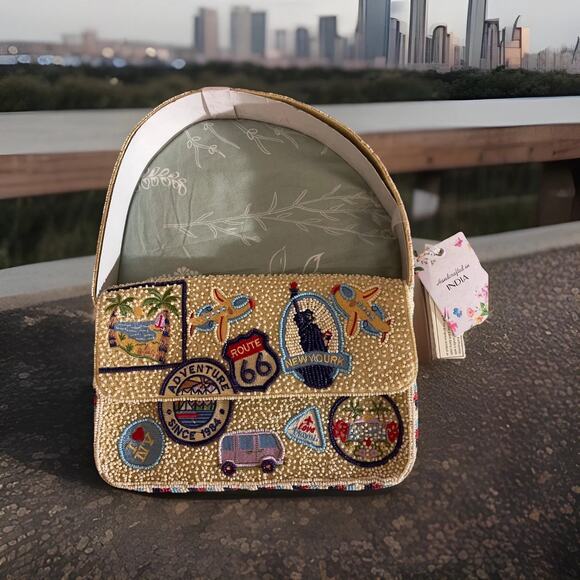 World Travel Beaded Handcrafted Made in India Bag Nwt - Picture 3 of 7